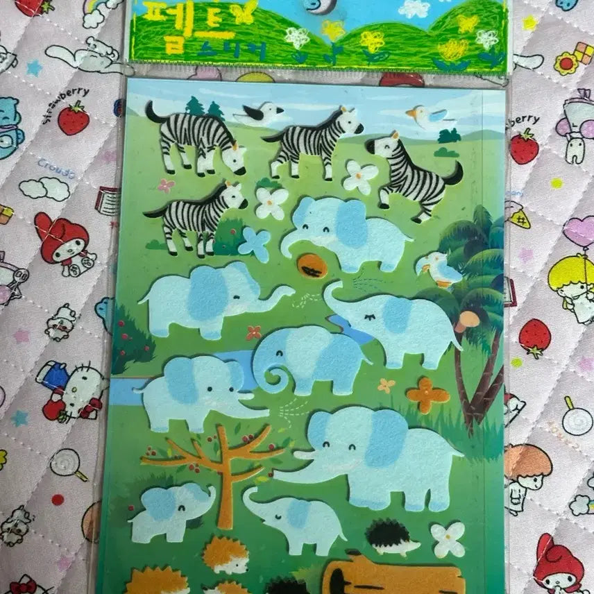 [BUNJANG] Classic Stationery Elephant Felt Stickers / 고전 문구 코끼리 펠트 스티커