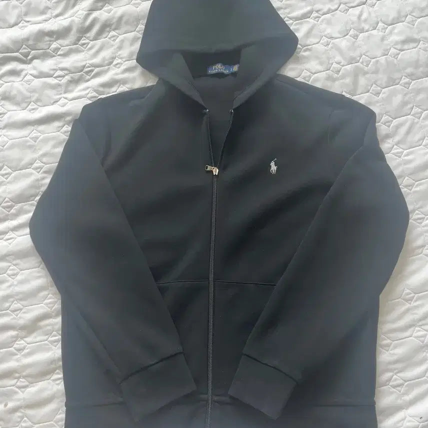 [BUNJANG] Polo Ralph Lauren Double Knit Hoodie Black L / 폴로 랄프로렌 더블 니트 후드 블랙 L사이즈