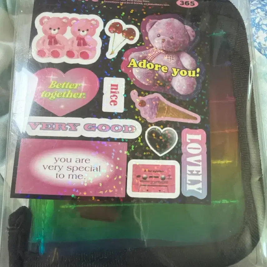 [BUNJANG] Bear Sticker Set Pouch Pink New / 곰돌이 스티커 세트 파우치 핑크 새상품