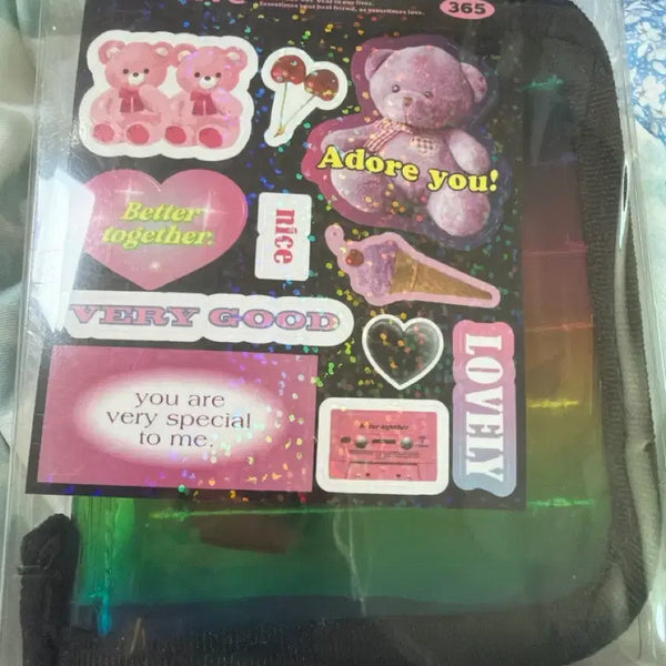[BUNJANG] Bear Sticker Set Pouch Pink New / 곰돌이 스티커 세트 파우치 핑크 새상품