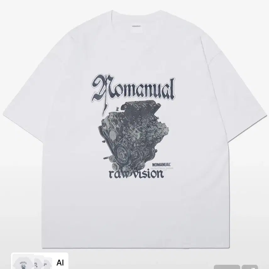 [BUNJANG] No Manual NM Engine T-Shirt White M / 노매뉴얼 NM ENGINE 티셔츠 화이트 M