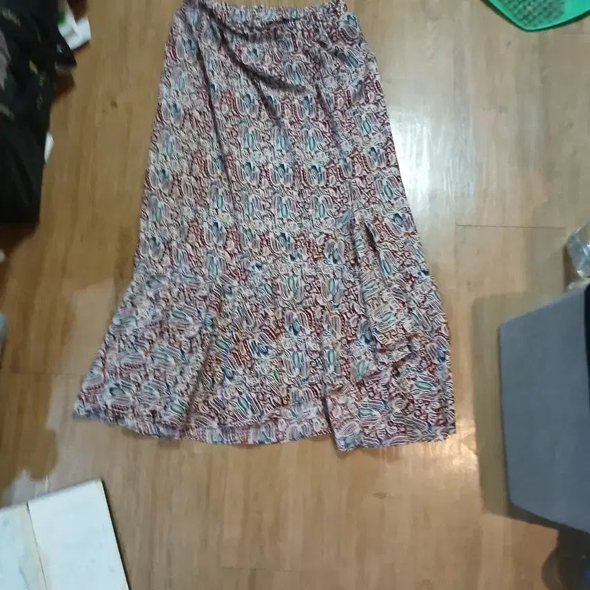 [BUNJANG] Pattern Midi Skirt / 패턴 미디스커트.고무밴드스커트/s