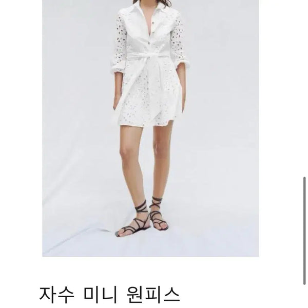 [BUNJANG] Zara White Embroidered Shirt Dress - Size S / 자라 화이트 자수 셔츠 원피스 S
