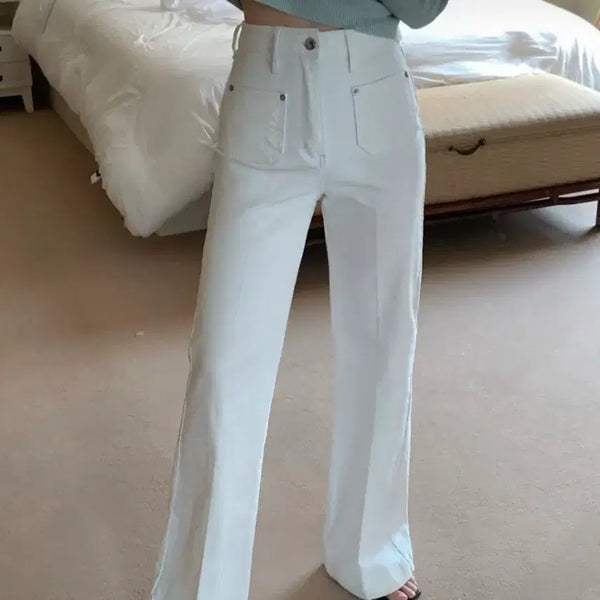 [BUNJANG] MerzB.Schwanen Cream Pocket Denim Bootcut Pants Ivory S / 메르제 도매택 크림 포켓 데님 부츠컷 데님 팬츠 아이보리 S