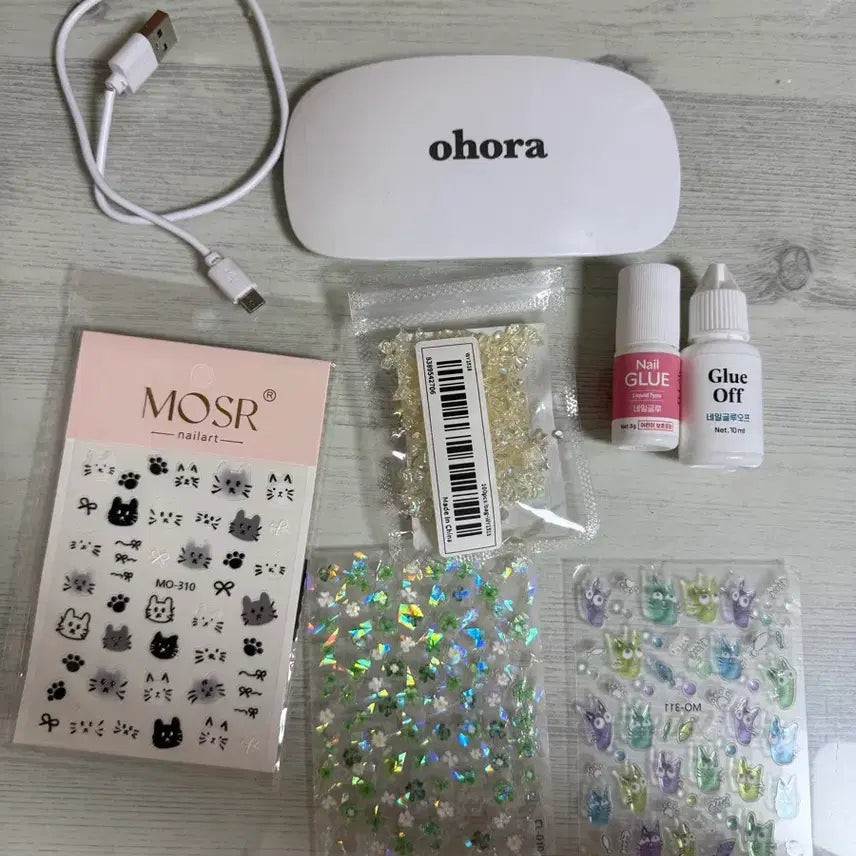 [BUNJANG] Ohora Gel Nail Lamp & Nail Sticker, Charm Set / 오호라 젤네일 램프 & 네일 스티커, 파츠 세트