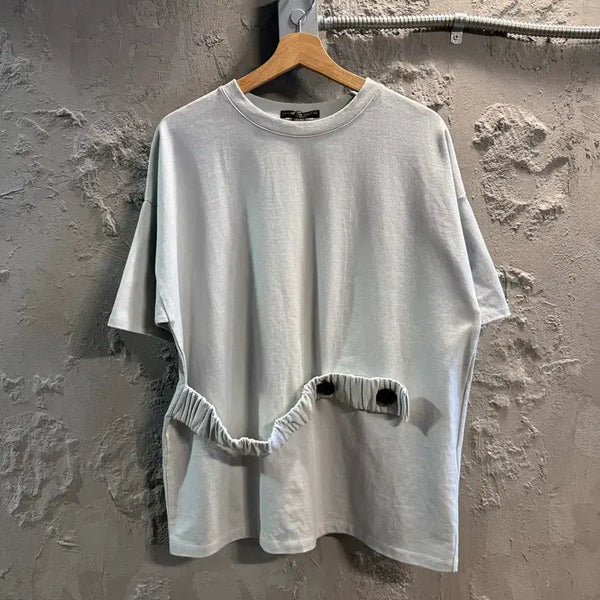 [BUNJANG] RITO Shirring Strap Oversized Short-Sleeve T-Shirt Blue Grey / 38 리토RITO 셔링 스트랩 오버핏 반팔티 블루 그레이