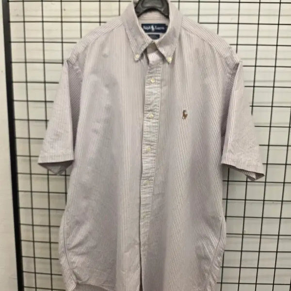[BUNJANG] Polo Ralph Lauren Oxford Stripe Short Sleeve Shirt / 폴로 랄프로렌 옥스포드 스트라이프 반팔 셔츠
