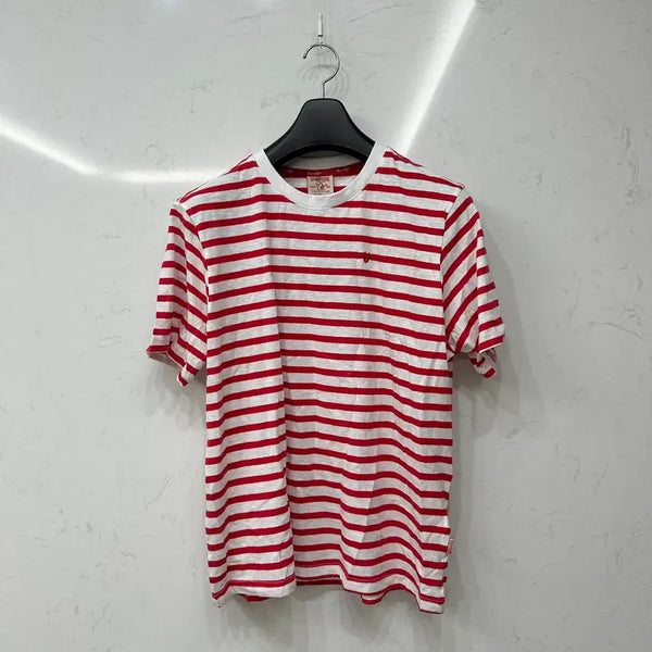 [BUNJANG] True Religion Red Stripe Short Sleeve T-Shirt XL / 트루릴리전 레드 스트라이프 반팔 티셔츠 새상품 XL 105