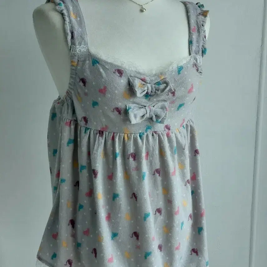 [BUNJANG] Japanese Vintage Cat Pattern Sleeveless Top / [일본빈티지] 고양이 패턴 민소매 탑