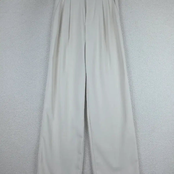 [BUNJANG] Women's Ivory Pintuck Banding Wide Slacks (S) / 여성 아이보리 핀턱 밴딩 와이드 슬랙스 (S)