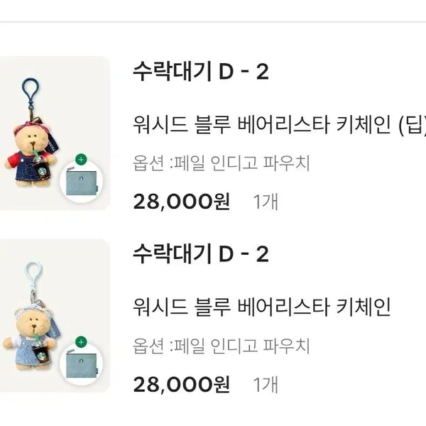 [BUNJANG] 2x Washed Blue Bearista Keychain Set / 베어리스타 키체인 2개 ㅡ 워시드블루 베어리스타 키체인 2개 정가56000원 ㅡ무료배송