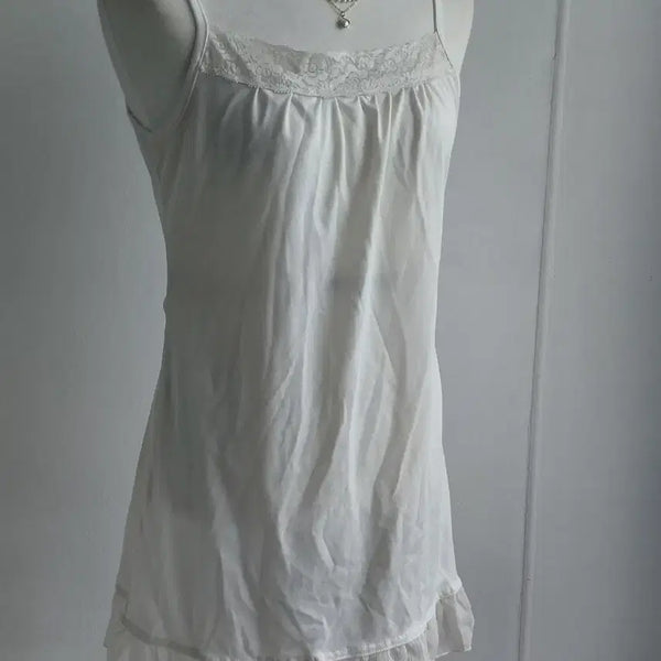 [BUNJANG] Japanese Vintage White Lace Bustier Long Slip / [일본빈티지] 화이트 레이스 뷔스티에 롱 슬립