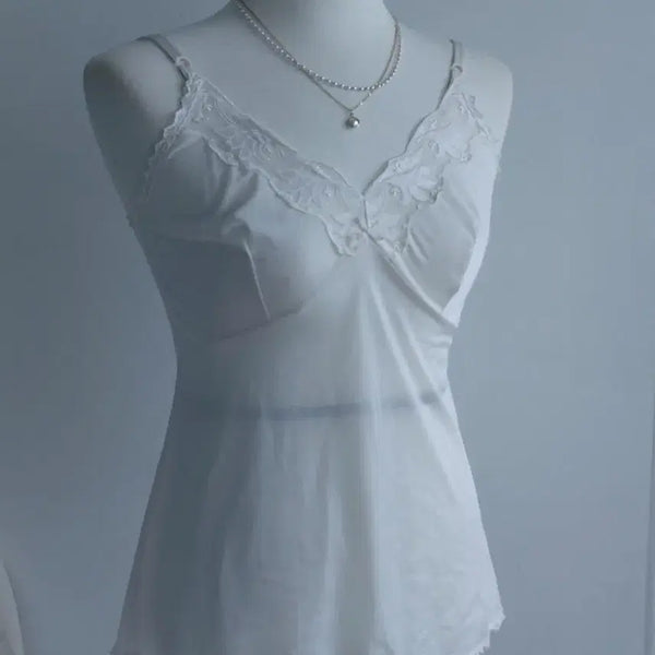 [BUNJANG] Japanese Vintage Satin Lace Slip Dress / [일본빈티지] 새틴 레이스 슬립 원피스