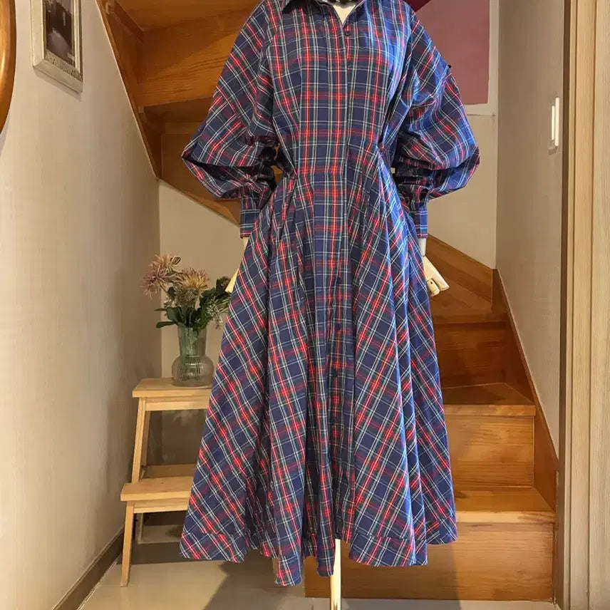 [BUNJANG] Checkered Long Dress / 체크무늬 롱 원피스