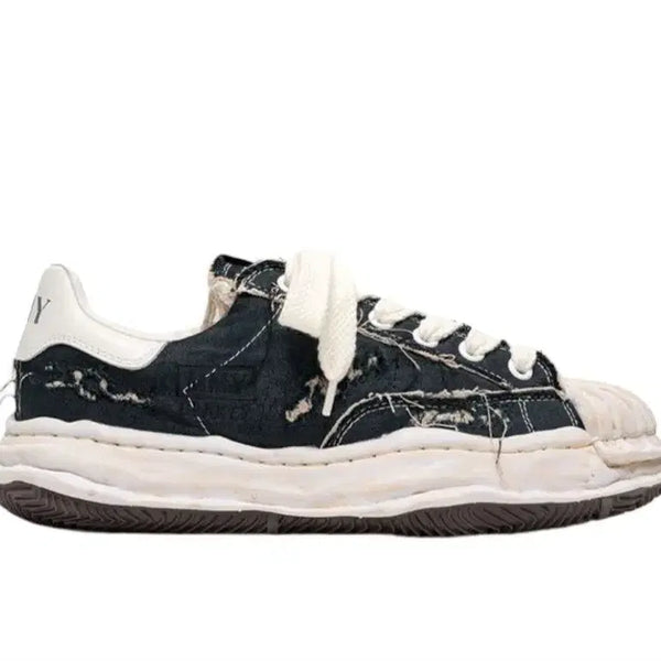 [BUNJANG] Maison Mihara Yasuhiro Blakey OG Sole Ripped Overdyed Canvas Low-Top Sneakers Black Size 41 / 메종 미하라 야스히로 블레이키 OG 솔 립드 오버다이 캔버스 로우탑 스니커즈 블랙 41사이즈