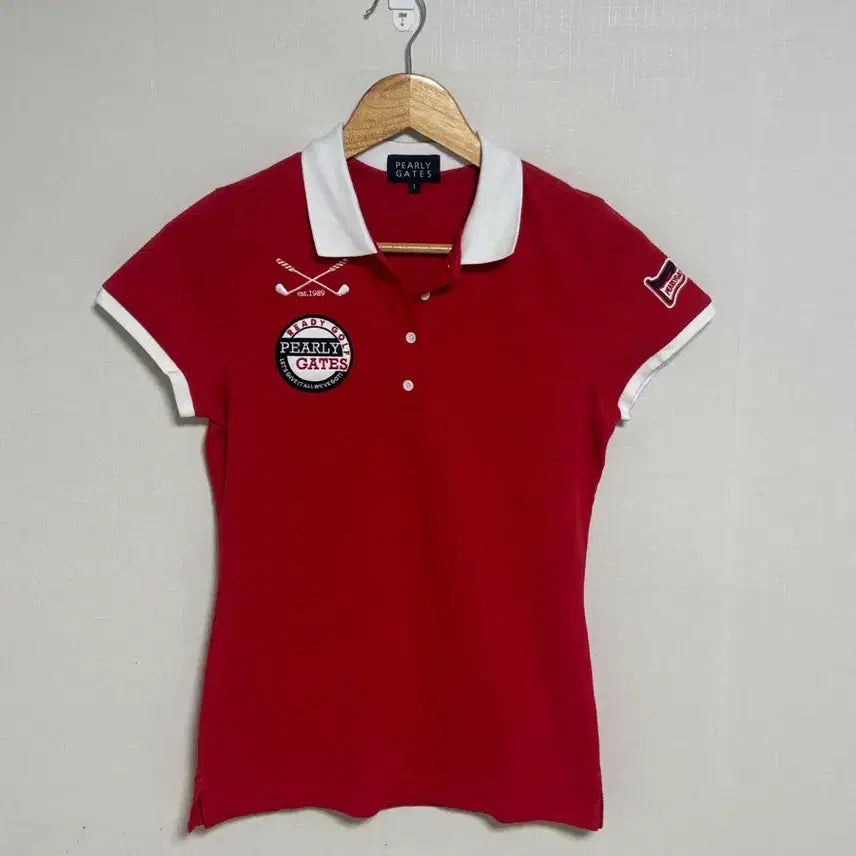 [BUNJANG] Paragates Women's Golf Polo T-Shirt Red Size 1 / 파리게이츠 여성 골프 카라티 레드 1사이즈