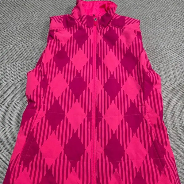 [BUNJANG] Nike Golf Women's Pink Check Zip-Up Vest Padded Gilet Size 90 / 90) 니이키 골프 핑크색 체크 집업 베스트 패딩