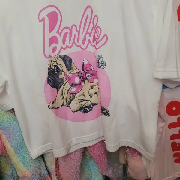 [BUNJANG] Barbie Pug Short Sleeve T-Shirt Limited Edition / 바비 퍼그 강아지 반팔 티셔츠수입. 한정판 사랑스러워