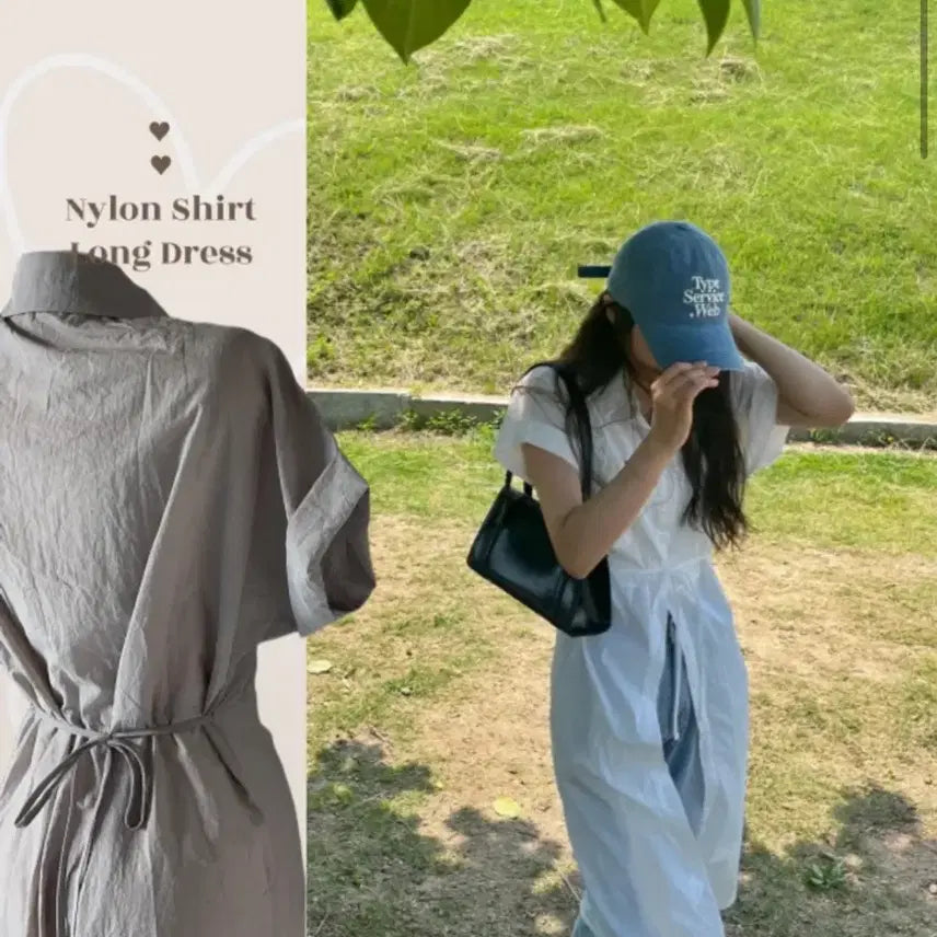 [BUNJANG] Guwol Oil Nylon Shirt Long Dress / 나일론 셔츠 여름 롱원피스