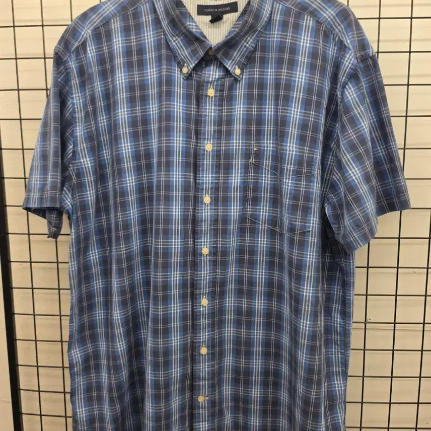 [BUNJANG] Tommy Hilfiger Men's Plaid Short Sleeve Shirt / 타미힐피거 체크 반팔 셔츠 남성(110)