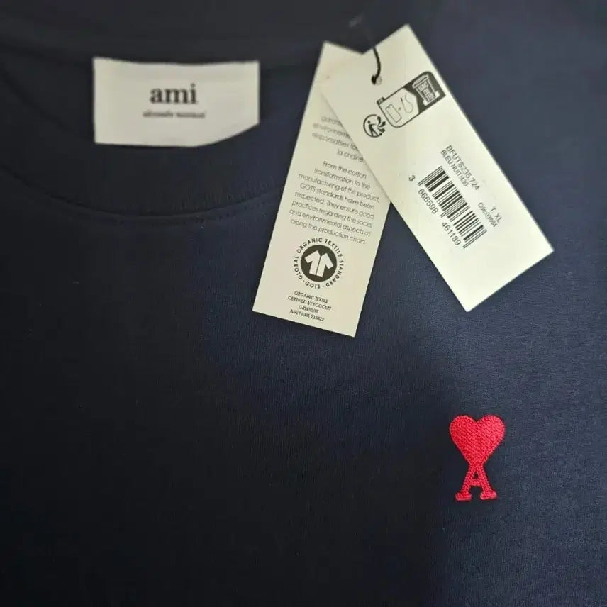 [BUNJANG] Ami Small Heart Logo Long Sleeve Navy XL / 아미 스몰 하트 로고 롱슬리브 네이비 XL 새상품