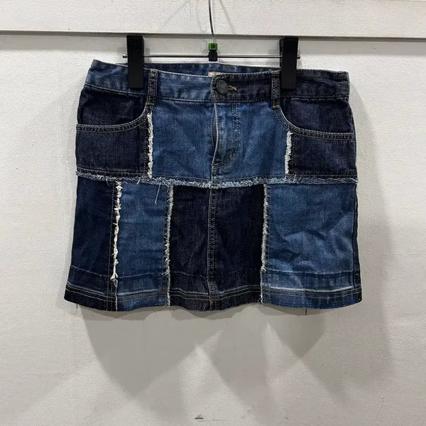 [BUNJANG] Jill Stuart Patchwork Denim Skirt / 질 스튜어트 패치워크 데님스커트