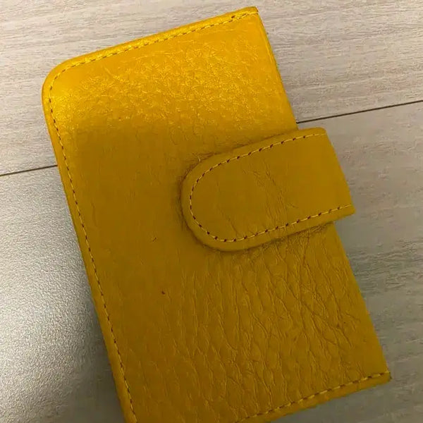 [BUNJANG] Yellow Accordion Leather Card Holder / 노란색 아코디언 가죽 카드지갑(배송비포함)