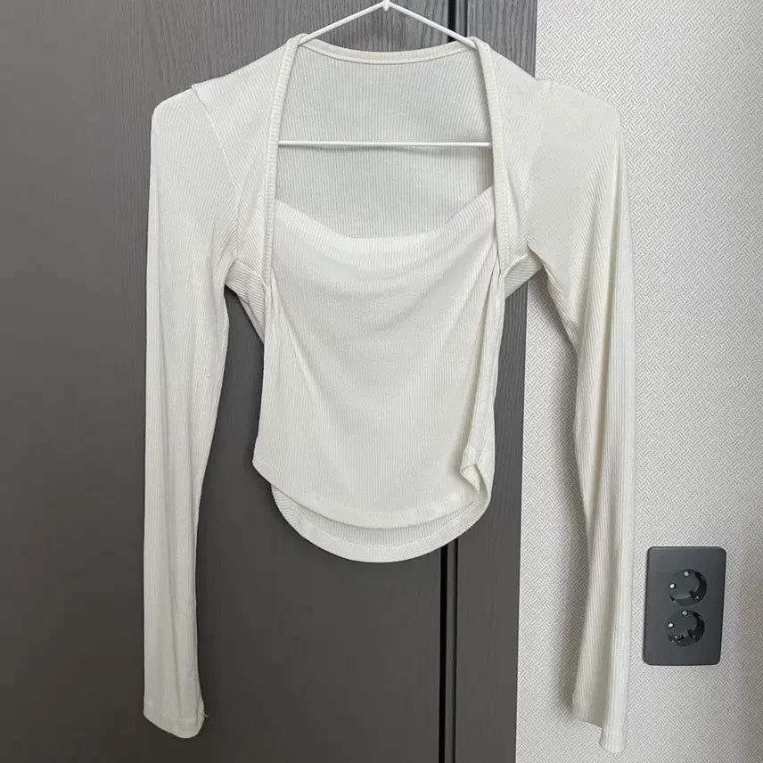 [BUNJANG] Lap Design Long Sleeve T-Shirt White / 랩 디자인 긴팔티 흰색