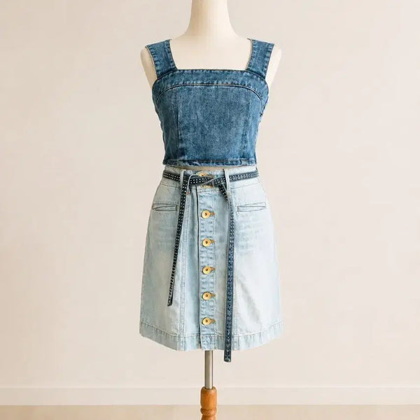 [BUNJANG] Washing Denim Crop Top / 워싱 데님 크롭탑