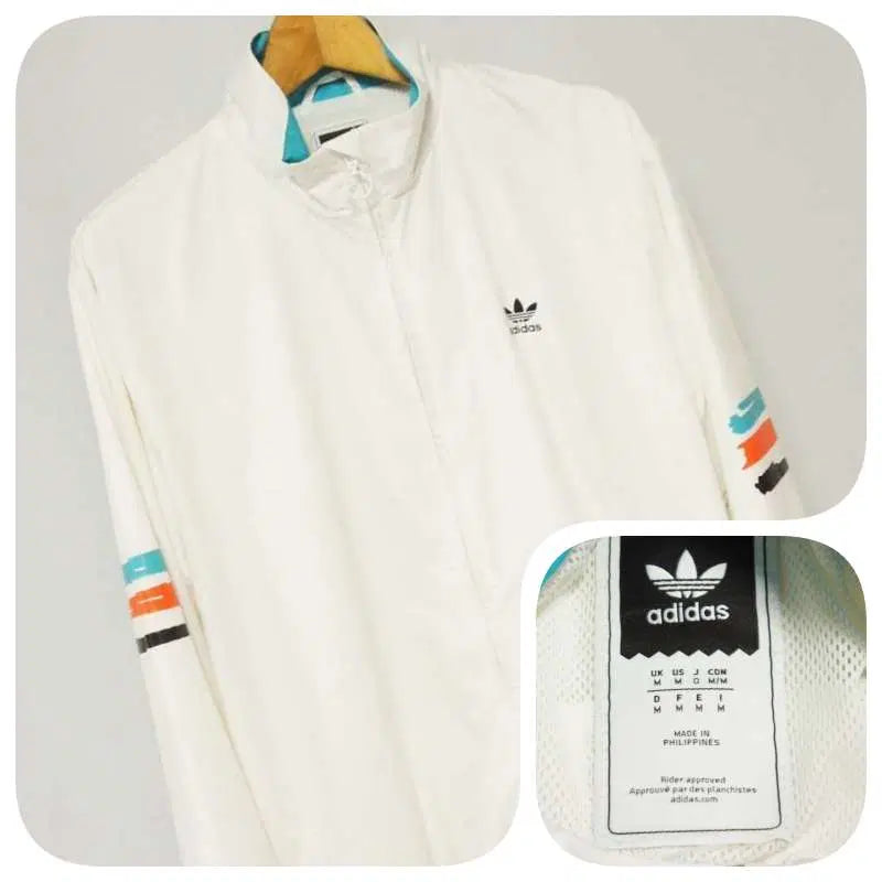[BUNJANG] Adidas White Windbreaker Jacket Men's 105 / 아디다스 화이트 바람막이 점퍼 남성105