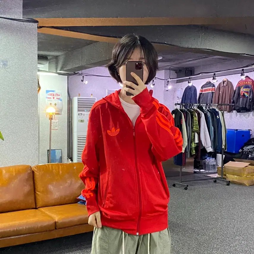 [BUNJANG] Adidas Firebird Red Neon Track Top Jersey / 아디다스 파이어버드 레드 네온 트랙탑 져지 B5642