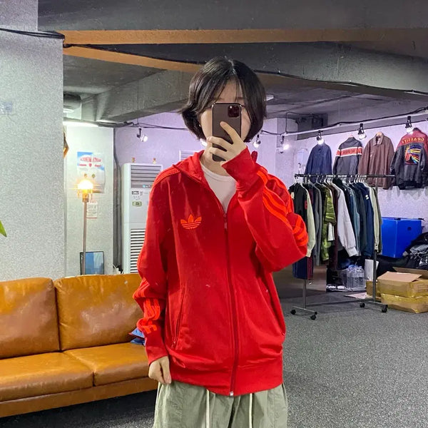 [BUNJANG] Adidas Firebird Red Neon Track Top Jersey / 아디다스 파이어버드 레드 네온 트랙탑 져지 B5642
