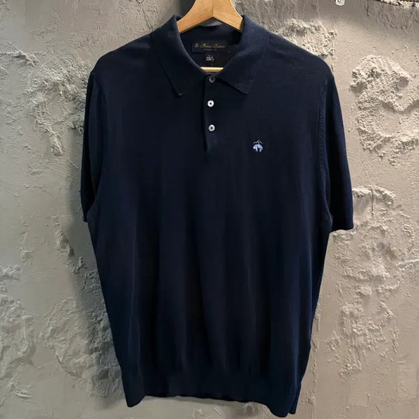 [BUNJANG] Brooks Brothers Knit Polo Shirt Navy 100% Cotton Golden Fleece Embroidery / L 브룩스브라더스BROOKS 니트폴로 네이비