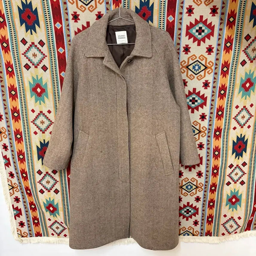 [BUNJANG] Studio Tomboctom Wool Herringbone Single Coat / 스튜디오 톰보이 여성 모직 싱글 헤링본 코트 FREE