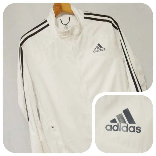 [BUNJANG] Adidas Running White Windbreaker Jumper Men's 105 / 아디다스 러닝 화이트 바람막이 점퍼 남성105