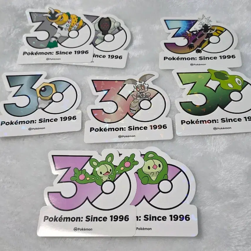 [BUNJANG] Pokemon 30th Anniversary Logo Sticker Set: Regieleki, Regidrago, Meltan, Magearna, Zygarde, Venusaur / 일괄) 포켓몬스터 30주년 기념 로고 스티커 레지시리즈 멜탄 마기아나 지가르데 전수목