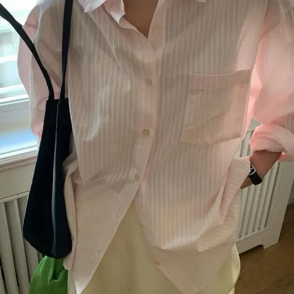 [BUNJANG] The Brunch Striped Shirt (New) / 더브런치 스트라이프 셔츠(새상품)