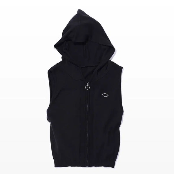 [BUNJANG] Mischief Rhombus Hooded Knit Vest Black S / 미스치프 롬버스 후디드 니트 베스트 블랙 s