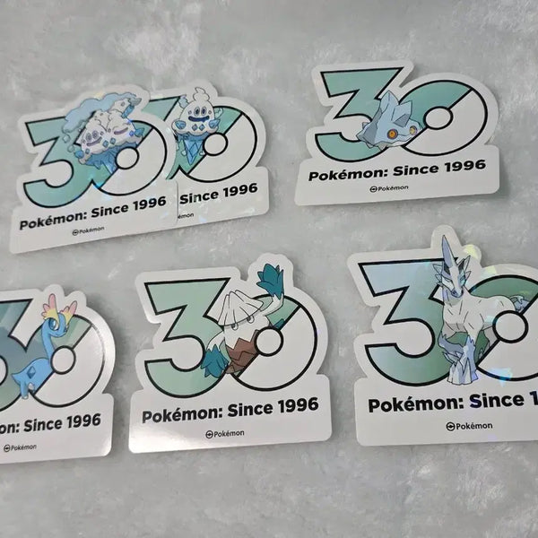 [BUNJANG] Pokemon 30th Anniversary Logo Sticker Ice Set - Vanillish, Amaura, Beartic, Blizzard Pokémon / 일괄) 포켓몬스터 30주년 기념 로고 스티커 얼음 세트 배바닐라 꽁어름 아마루스 눈쓰개 블리자포스