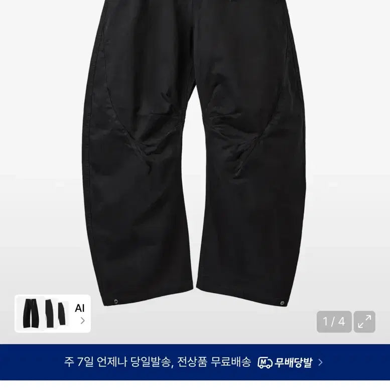 [BUNJANG] Arban Triple Leaf Curved Pants Black / 아르반 트리플 리프 커브드 팬츠 블랙