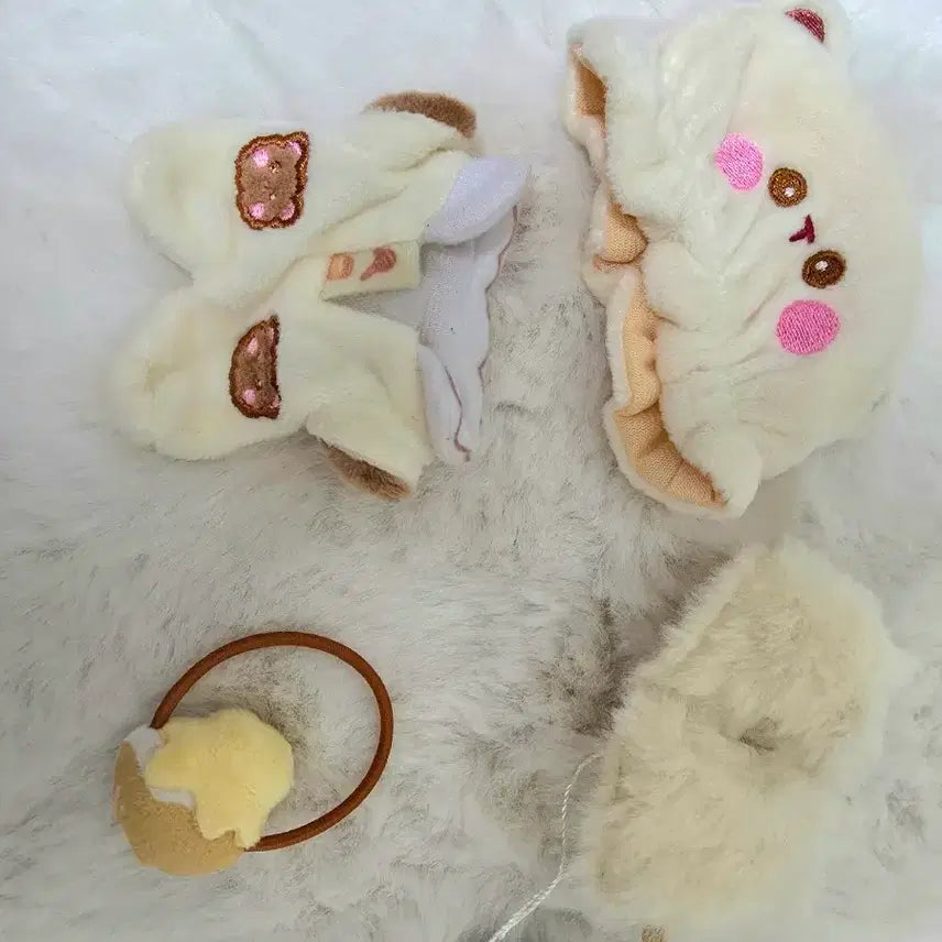[BUNJANG] 10cm Doll Clothes Set - Warm Tones Cream Bag, Overalls, Vest, Hat / 파츠전부일괄) 10CM 인형옷 10깅 옷장 솜깅 옷 웜톤 크림색 가방 소품 오시카츠 우주복 분내룩 떨옷 떨깅 솜깅옷장 미토