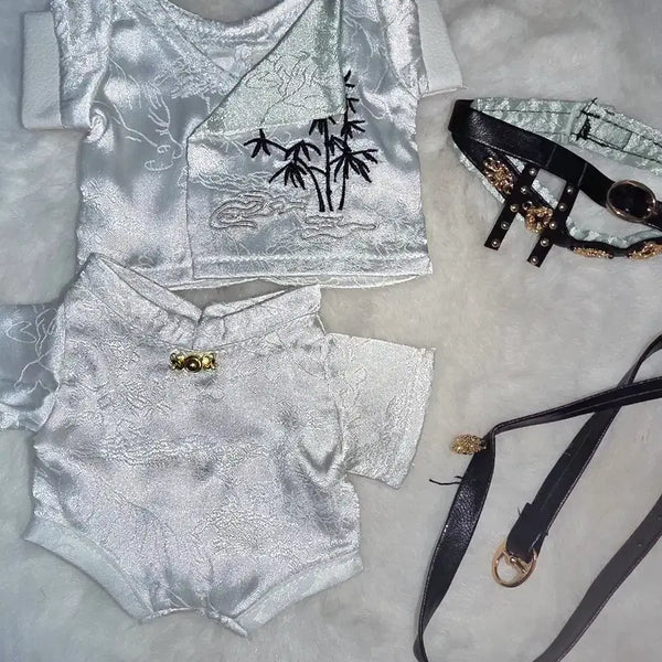 [BUNJANG] 20cm Doll Clothes, Chinese Traditional Style, White & Mint / 동양풍 20cm 인형옷 옷장 솜깅 솜깅옷 20깅 화이트 민트 무협풍 중국풍 창파오 치파오 화산귀환 떨옷 솜깅옷장