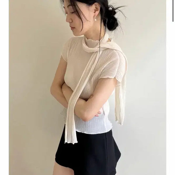 [BUNJANG] Nude Classic Stella Cream Pleats Top / 누드클래식 스텔라 크림 플리츠 탑