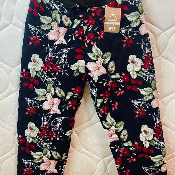[BUNJANG] Quilted Fleece Lined Winter Pants / 할매 꽃무늬 기모 김장 바지 (새상품)
