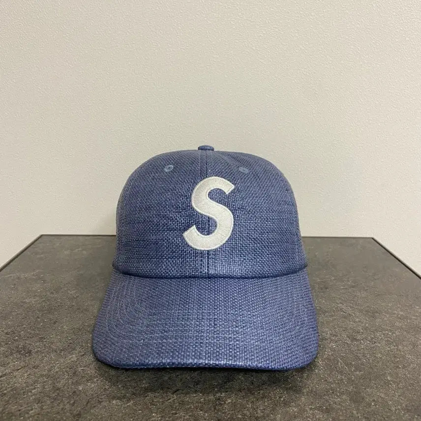 [BUNJANG] Supreme S Logo Ball Cap Raffia Rattan Woven Blue / 슈프림 S로고 볼캡 모자 라피아 라탄 우븐 블루