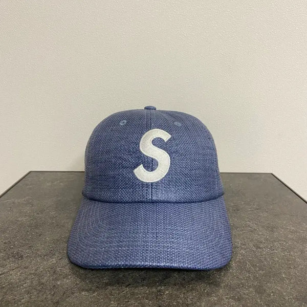 [BUNJANG] Supreme S Logo Ball Cap Raffia Rattan Woven Blue / 슈프림 S로고 볼캡 모자 라피아 라탄 우븐 블루