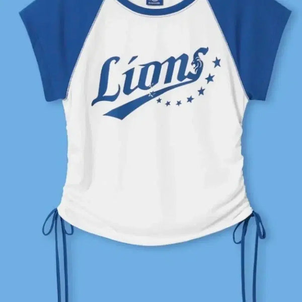 [BUNJANG] Samsung Lions x 8seconds Raglan Shirring Short-Sleeve T-Shirt White M / 삼성라이온즈 에잇세컨즈 래글런 셔링 반소매 티셔츠 화이트 M(현물)
