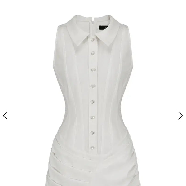 [BUNJANG] Aethelred Shirring Dress White M (Exchange for S) / 에테른 셔링 원피스 화이트 M-> S교환(구매도 가능)