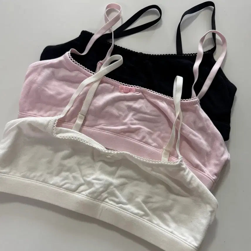 [BUNJANG] Glowny Mellow Scoop Bra Set (Pink, Black, White) - Size S / 글로니 멜로우 스쿱브라 핑크, 블랙, 화이트 S 세트
