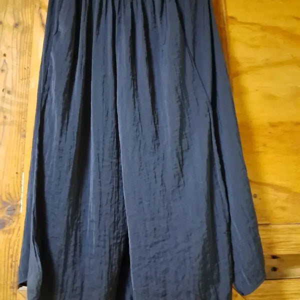 [BUNJANG] Black Wide Skirt Pants with Side Slits / 블랙 와이드 옆트임 치마바지 (택포)